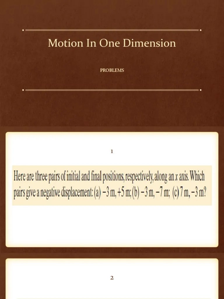 Solving Problems Related To Motion In One Dimension: An Analysis Of ...