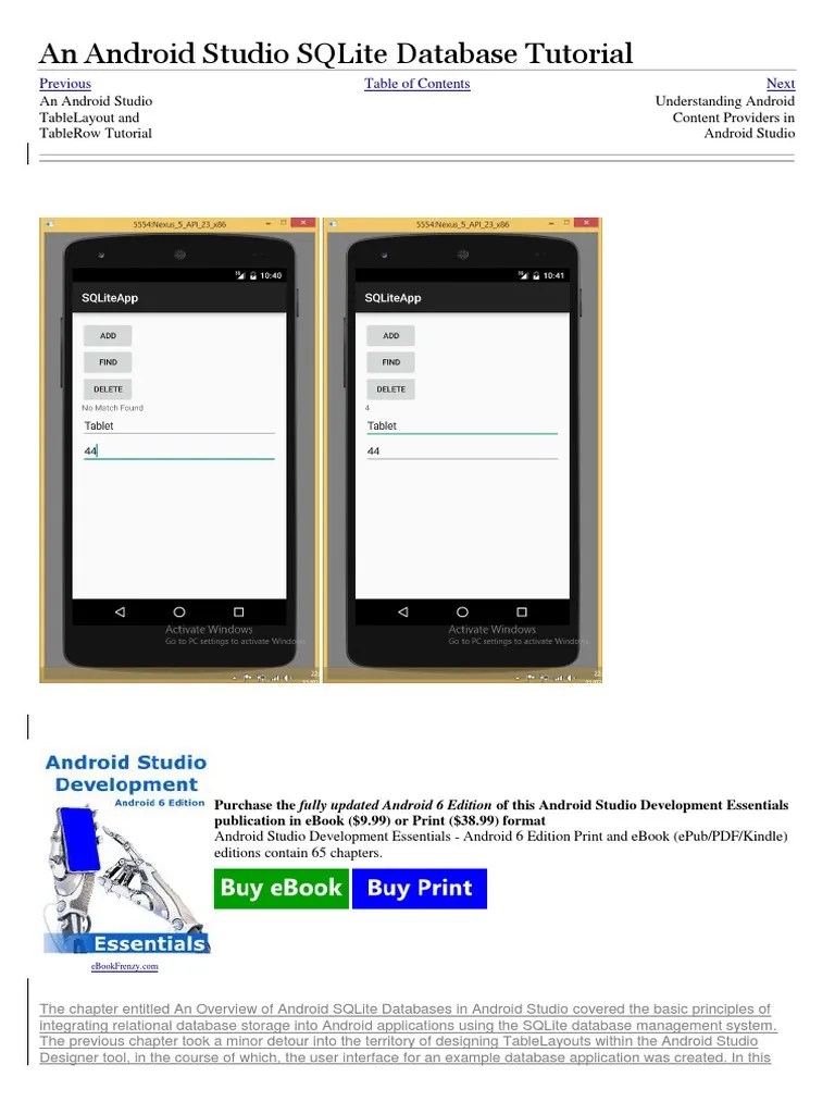 Android SQLite Database Guide | PDF | Method (Computer Programming ...