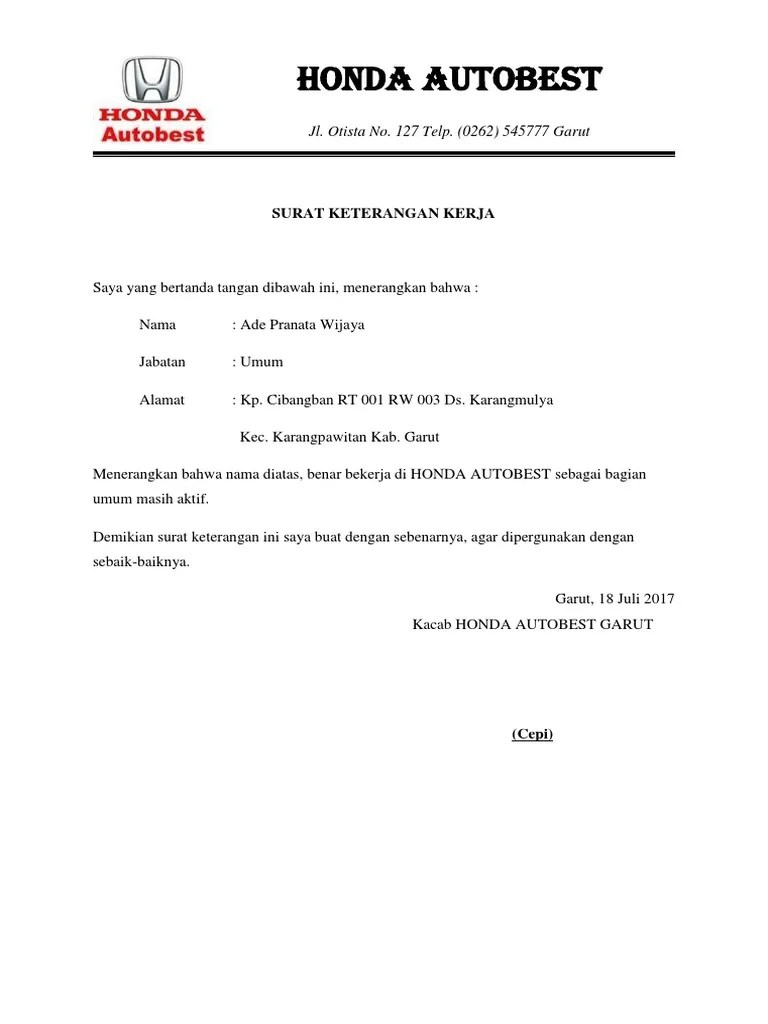 11 Surat Keterangan Kerja Hcg 