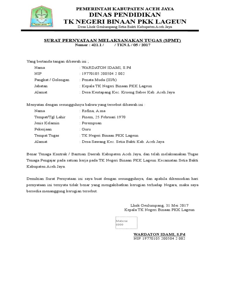 Surat Keterangan Melaksanakan Tugas Mengajar Dari Kepala Sekolah Contoh Seputar Surat 