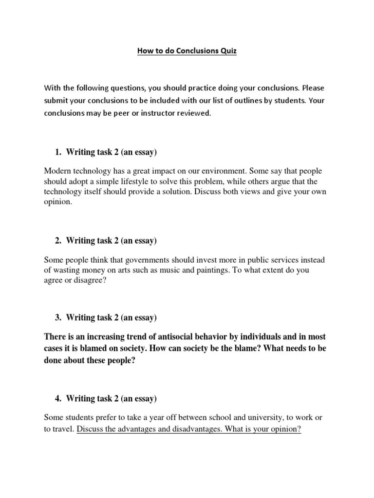 How To Do Conclusions Quiz Docx