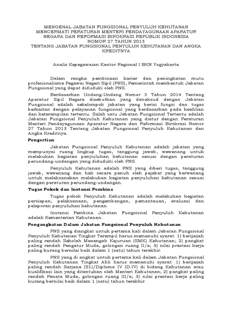 Jabatan Fungsional Penyuluh Kehutanan | PDF