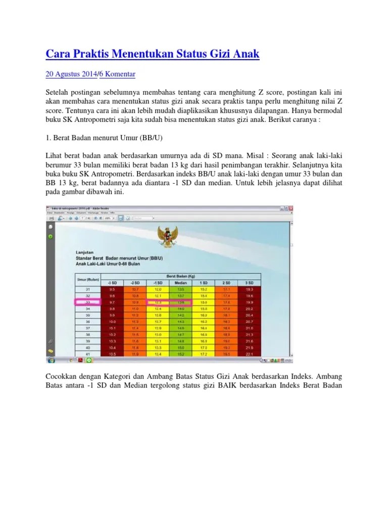 Balita, cakram, status gizi, nutritional status, toddler, disc. Cara Praktis Menentukan Status Gizi Pdf