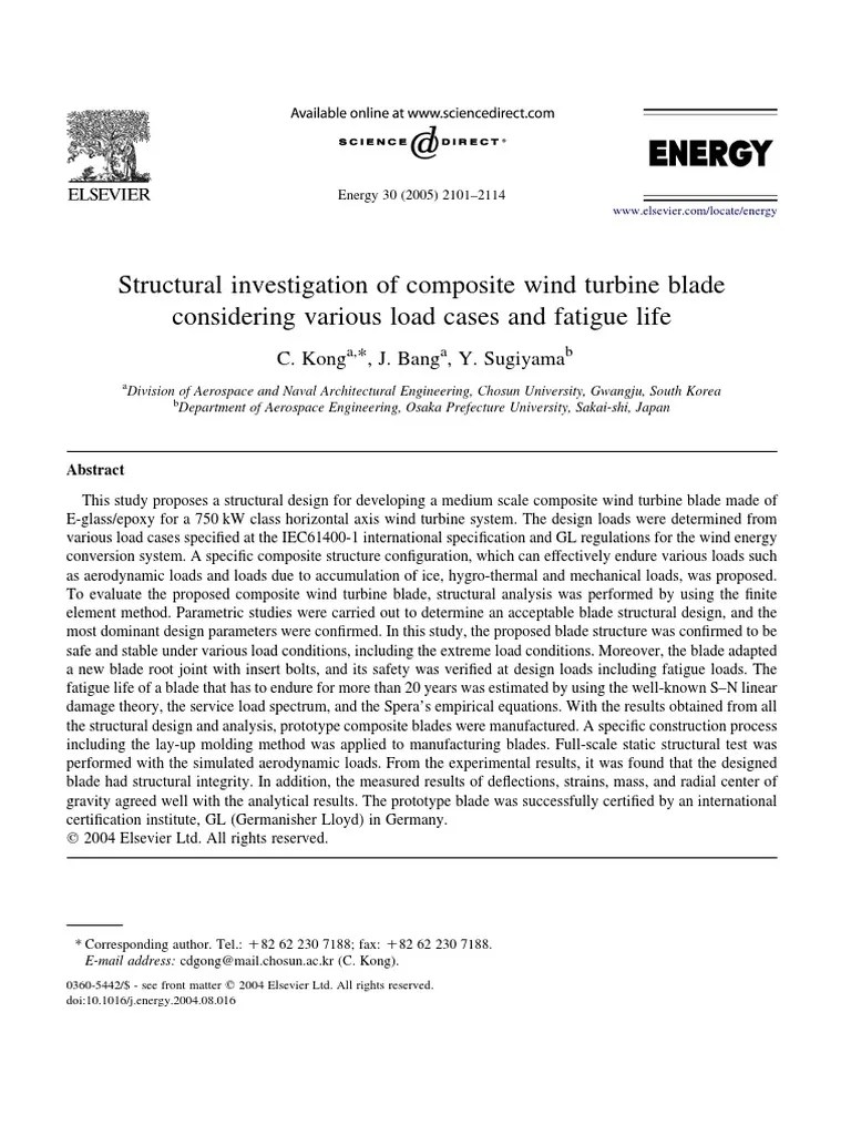 Structural Investigation Of Composite Wind Turbine Blade Considering ...