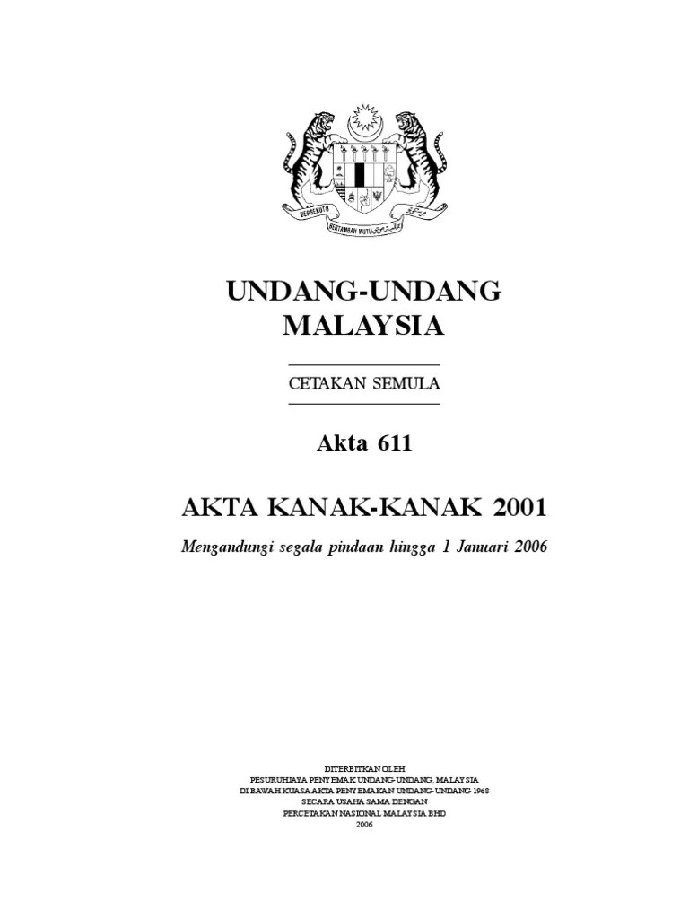 Penguatkuasaan semula tugas dan tanggungjawab ibu bapa atau penjaga? Akta kanak-kanak 2001