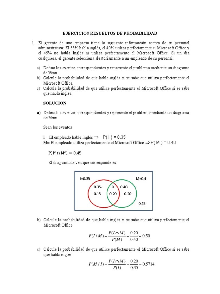 Estadistica I - Ejercicios Resueltos Probabilidad | PDF | Probabilidad | Probabilidades Y ...