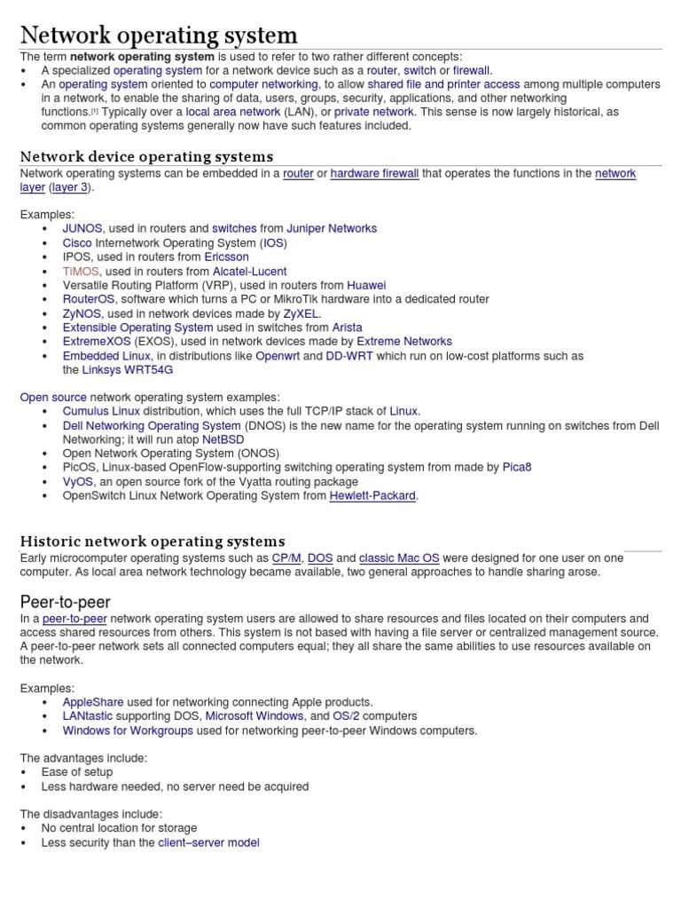 Network Operating System | PDF | Operating System | Computer Network