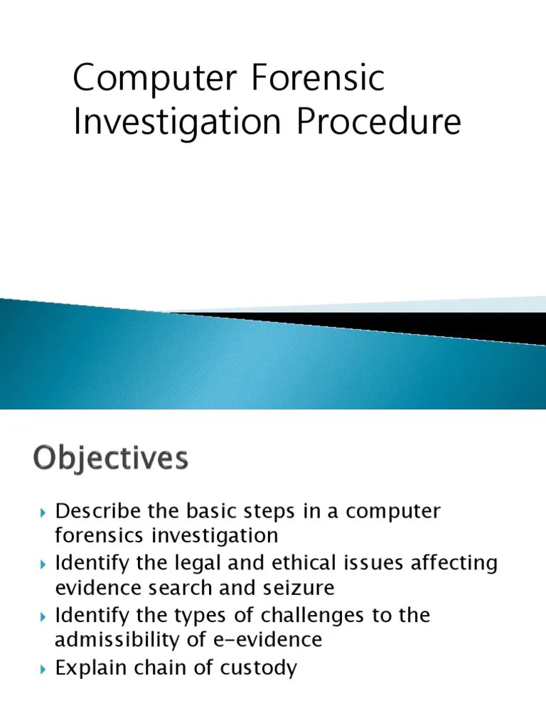 CH2 Computer Forensic Investigation Procedure | PDF | Computer ...