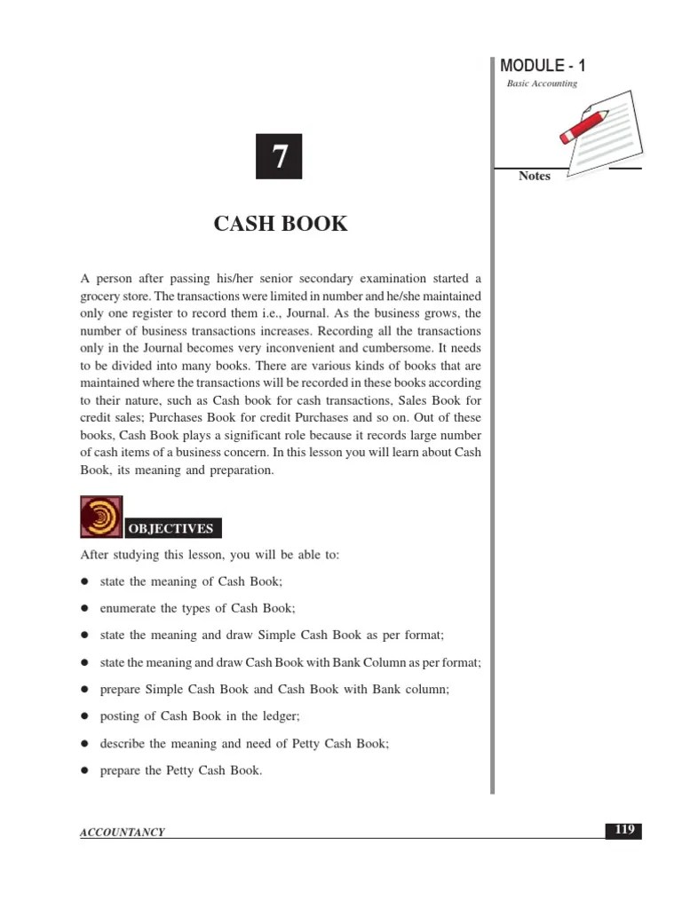 Cash Book | PDF | Bookkeeping | Debits And Credits