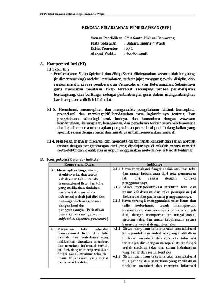 Cd rpp bahasa inggris sma kelas x 10 k13 kurikulum 2013 revisi 2017. Download Rpp Bahasa Inggris Smk Kelas X Kurikulum 2013