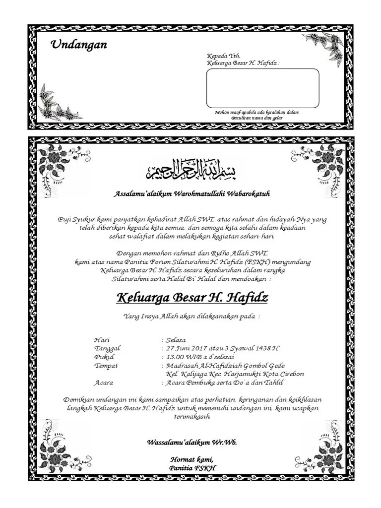 Contoh Surat Undangan Silaturahmi Idul Fitri Contoh Surat 