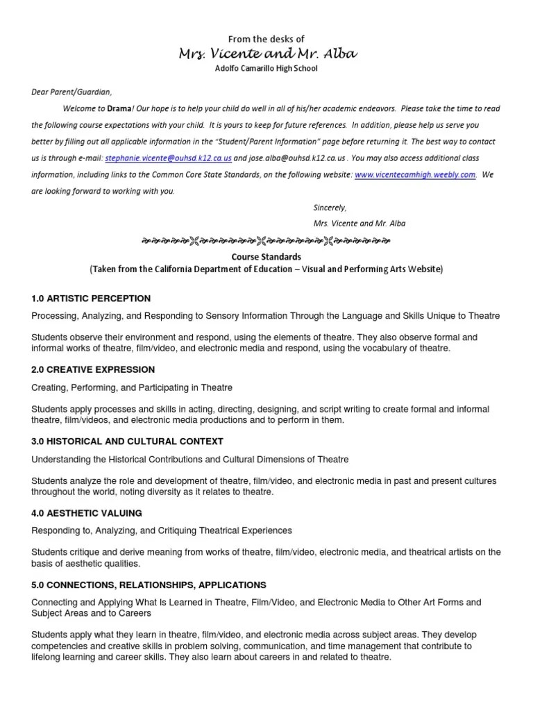 Drama Syllabus | PDF | Theatre | Perception