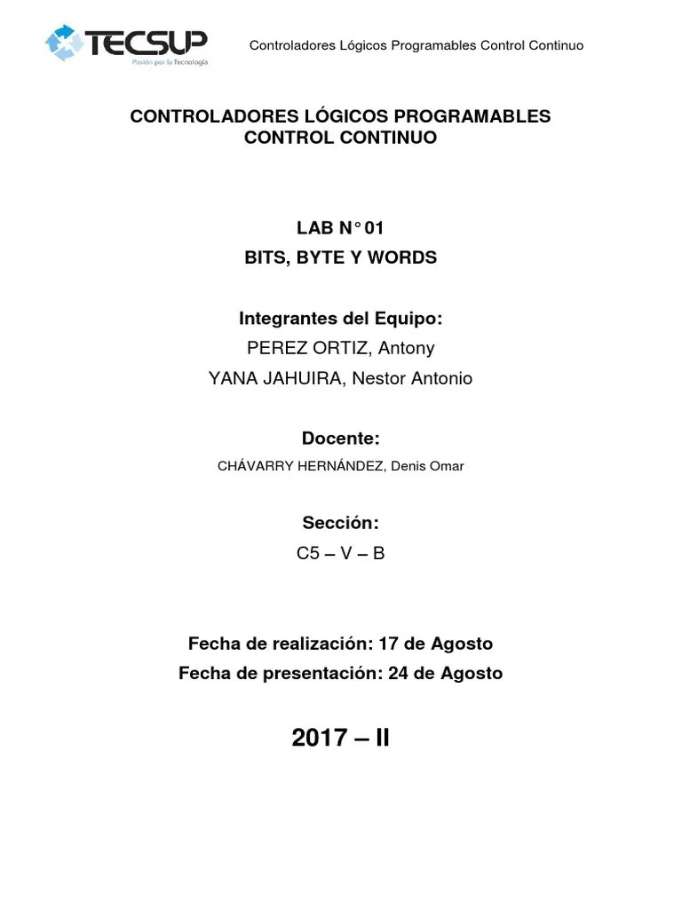 Lab1 Controladores Lógicos Programables Control Continuo | PDF | Poco | Byte