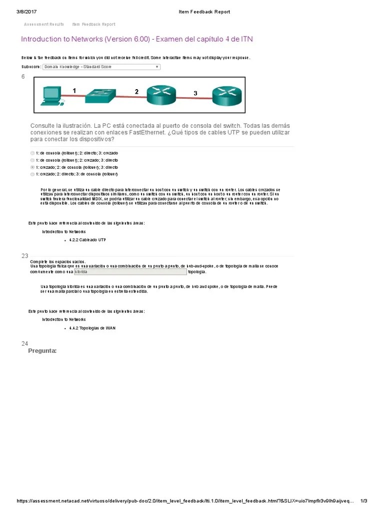 Corrección Examen Capitulo 4 CCNA 1 03082017 | PDF | Enrutador ...