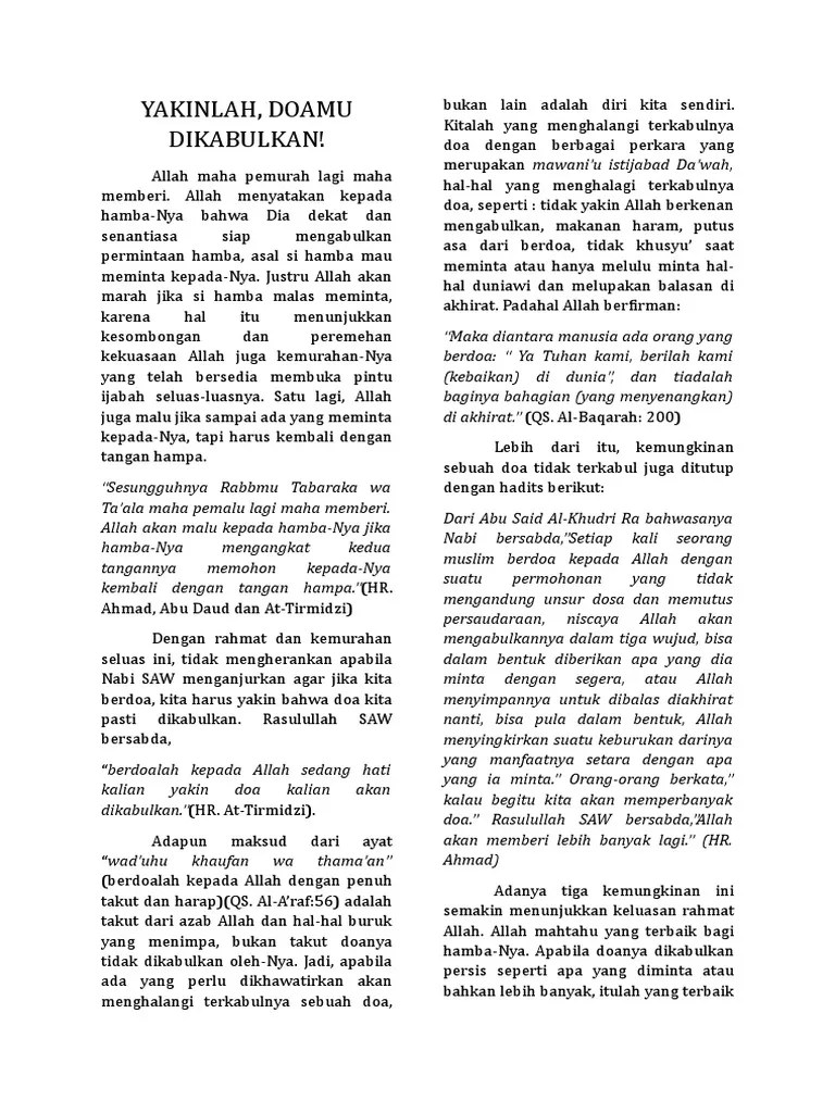 Yakinlah, Doamu Dikabulkan! | PDF