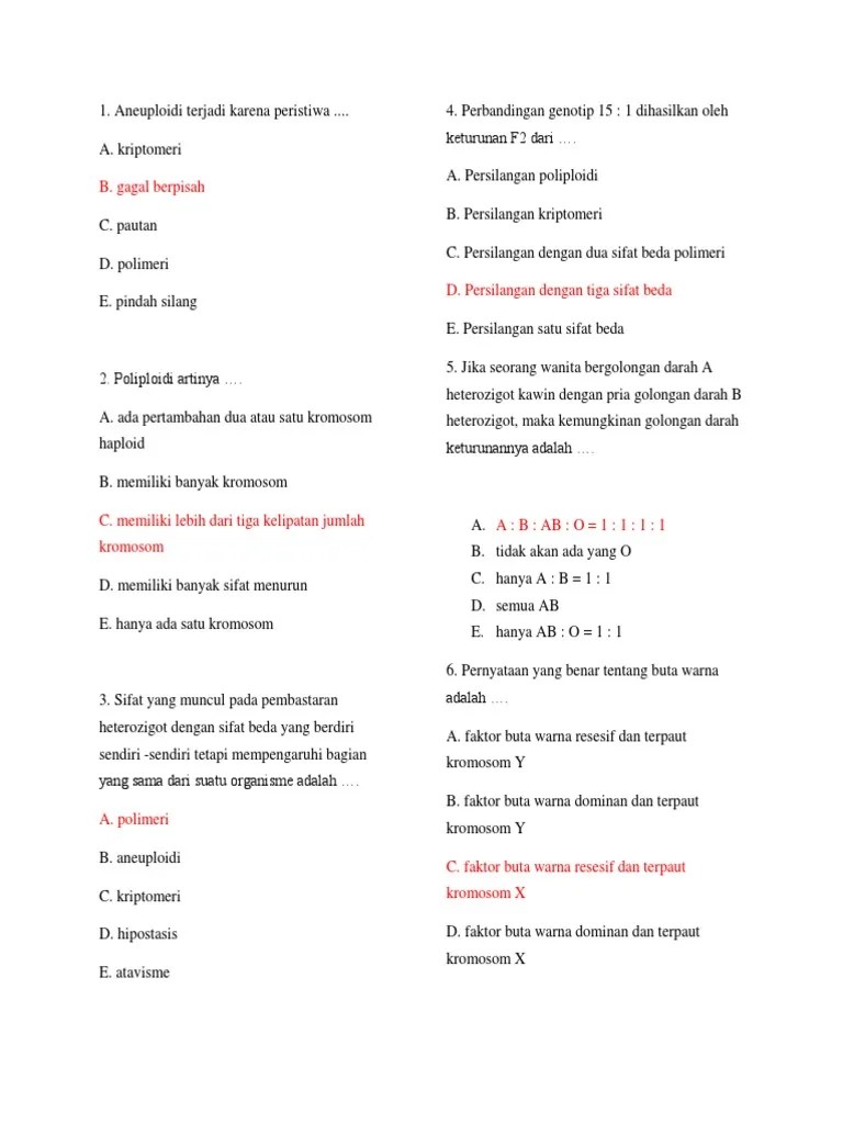 Latihan soal dan pembahasan un ipa smp materi tentang pewarisan sifat. Contoh Soal Dan Jawaban Bab Hereditas