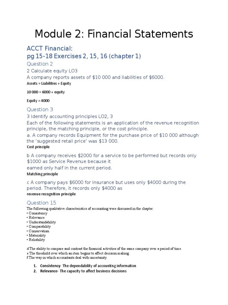 Module 2 - Financial Statements | PDF | Financial Statement | Equity ...