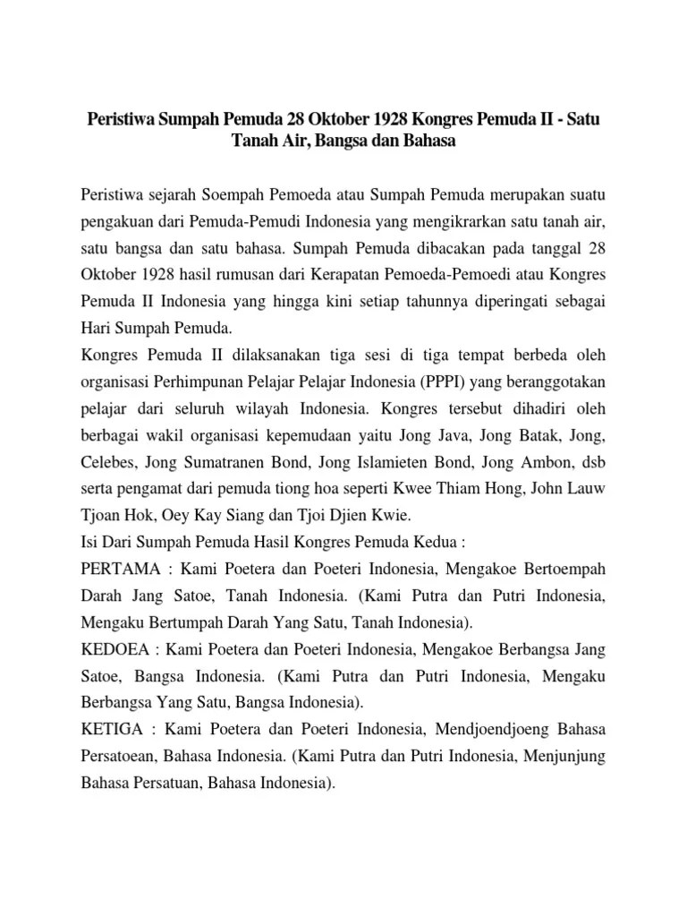 Peristiwa Sumpah Pemuda Cara Berfikir Sinkronis (Sejarah) | PDF