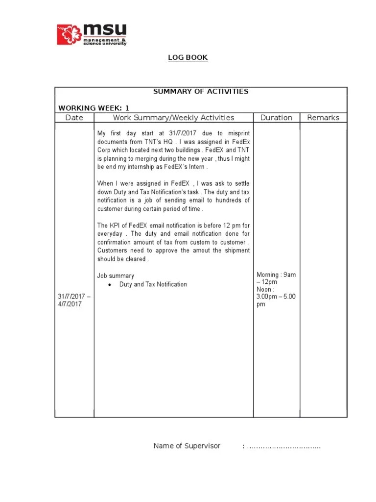 Internship logbook example malaysia internship logbook example