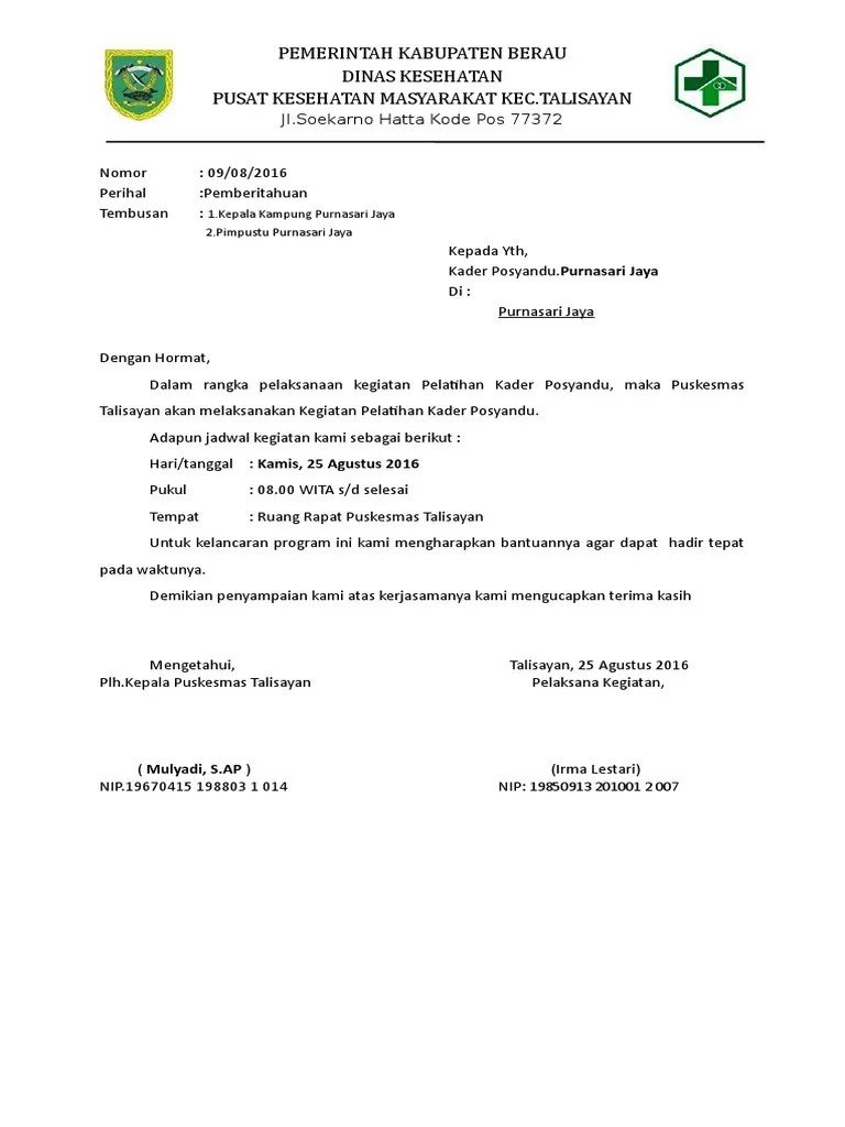 Contoh Surat Undangan Penyuluhan - Contoh Surat Format Surat 2020