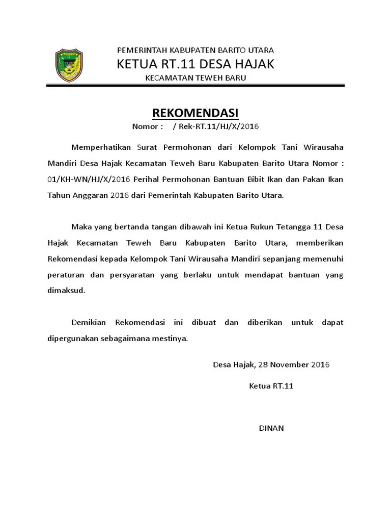 Rekomendasi Rt Untuk Kelompok Tani