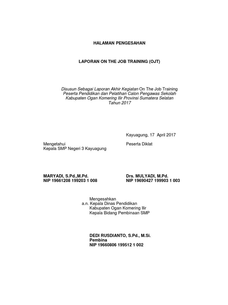 Hasil evaluasi peserta terhadap materi pelatihan yaitu materi yang. Lembar Pengesahan Pdf