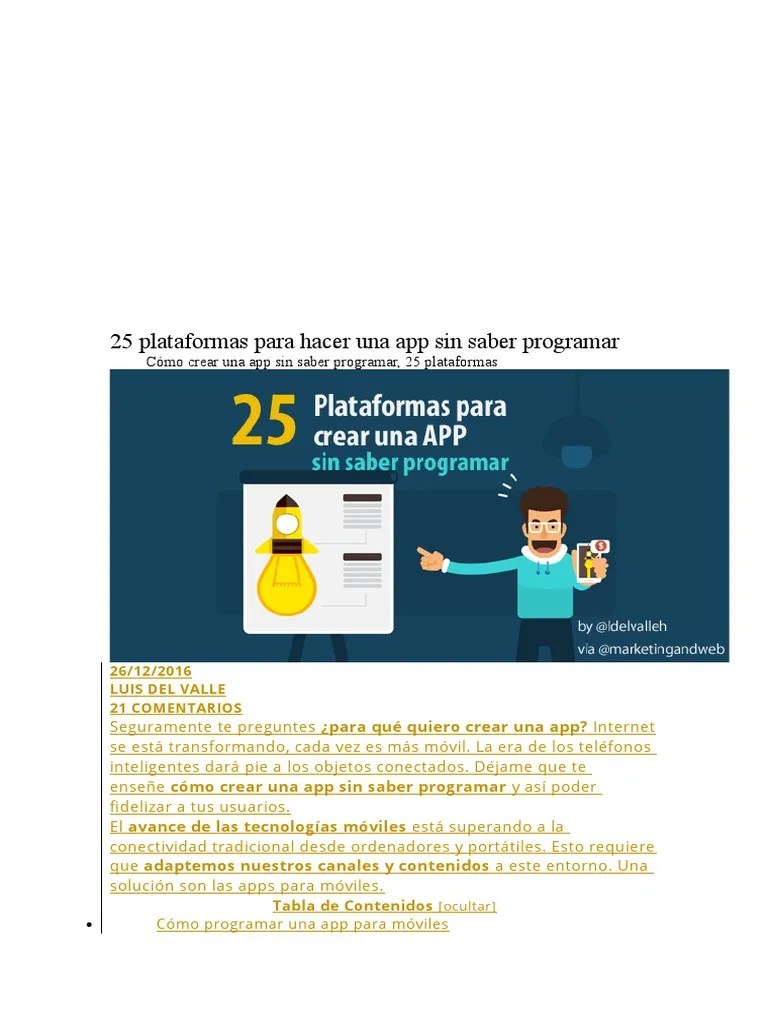Cómo Crear Una App Sin Saber Programar | PDF | Aplicación Movil | Android (sistema Operativo)