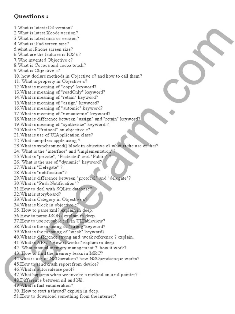 IOS & Objective-C FAQ Guide | PDF | Objective C | Class (Computer ...