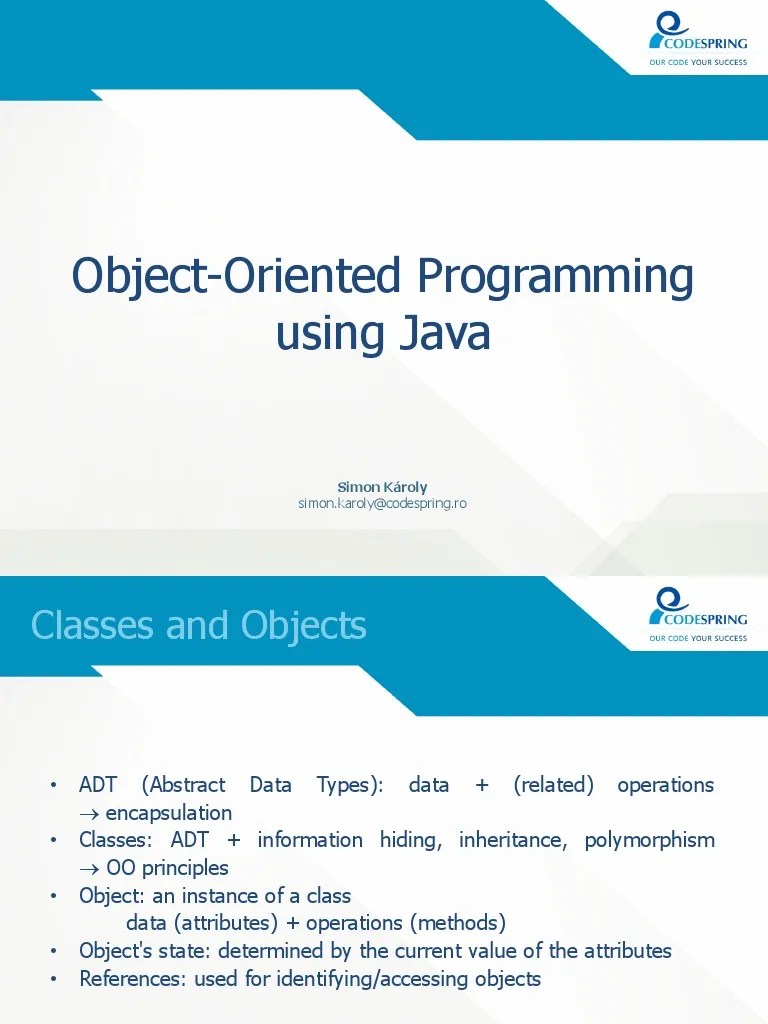 Object-Oriented Programming Using Java: Simon - Karoly@codespring | PDF ...