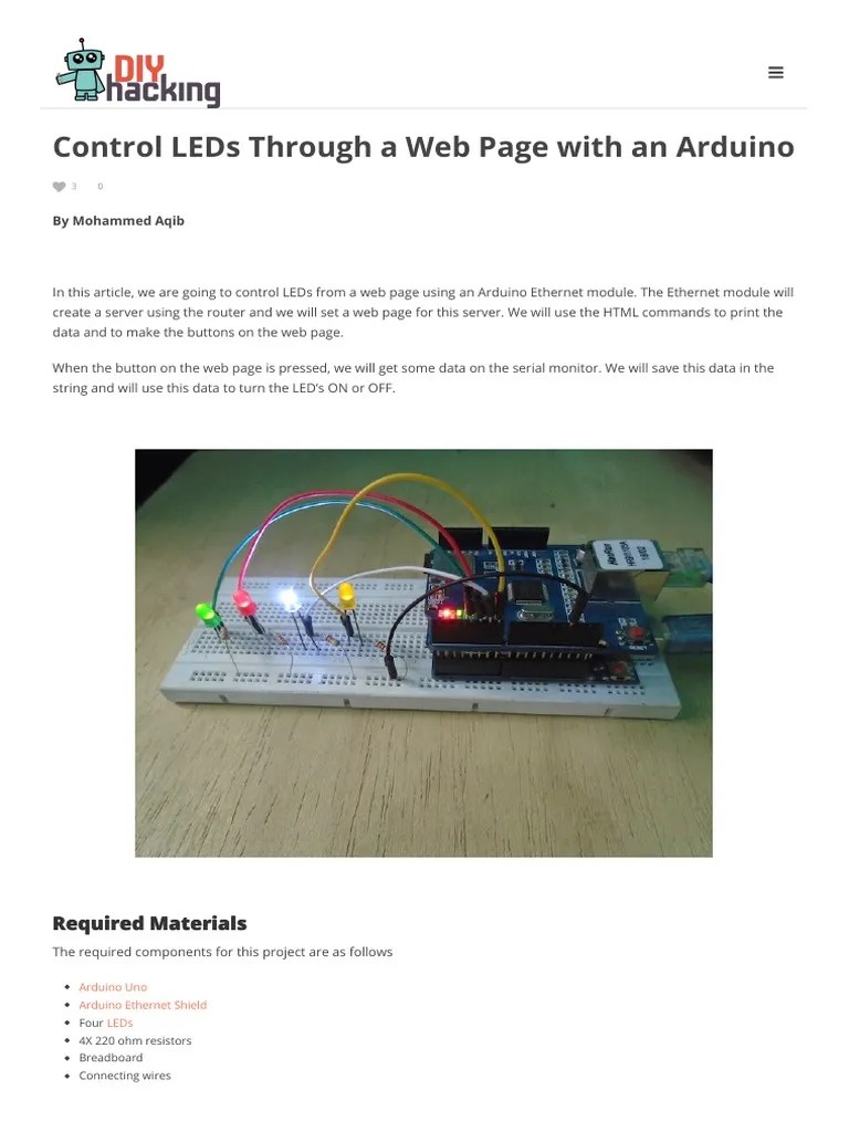 Control LEDs Through A Web Page With An Arduino | PDF | Web Page | Arduino