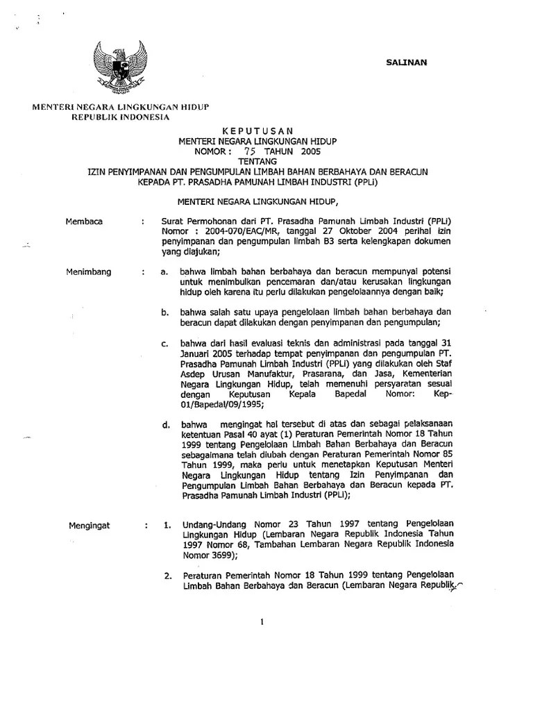 Izin Pengumpulan Limbah B3 PDF | PDF