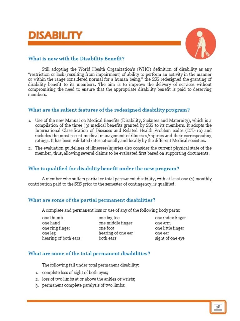 SSS Guidelines On Disability | PDF | Identity Document | Pension