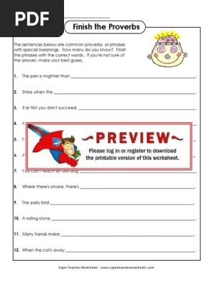 Use with idiom poem by lill pluta. Complete The Proverbs Pdf Pdf