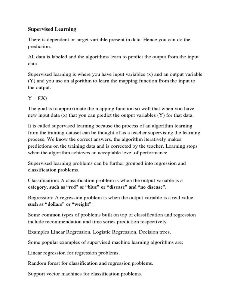 Supervised Learning | PDF | Statistical Classification | Regression ...