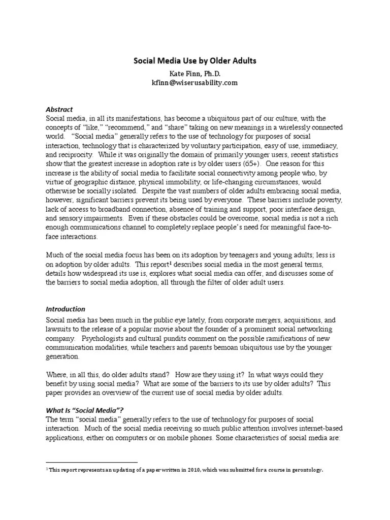 Social Media Use By Seniors | PDF | Social Media | Popular Culture & Media Studies