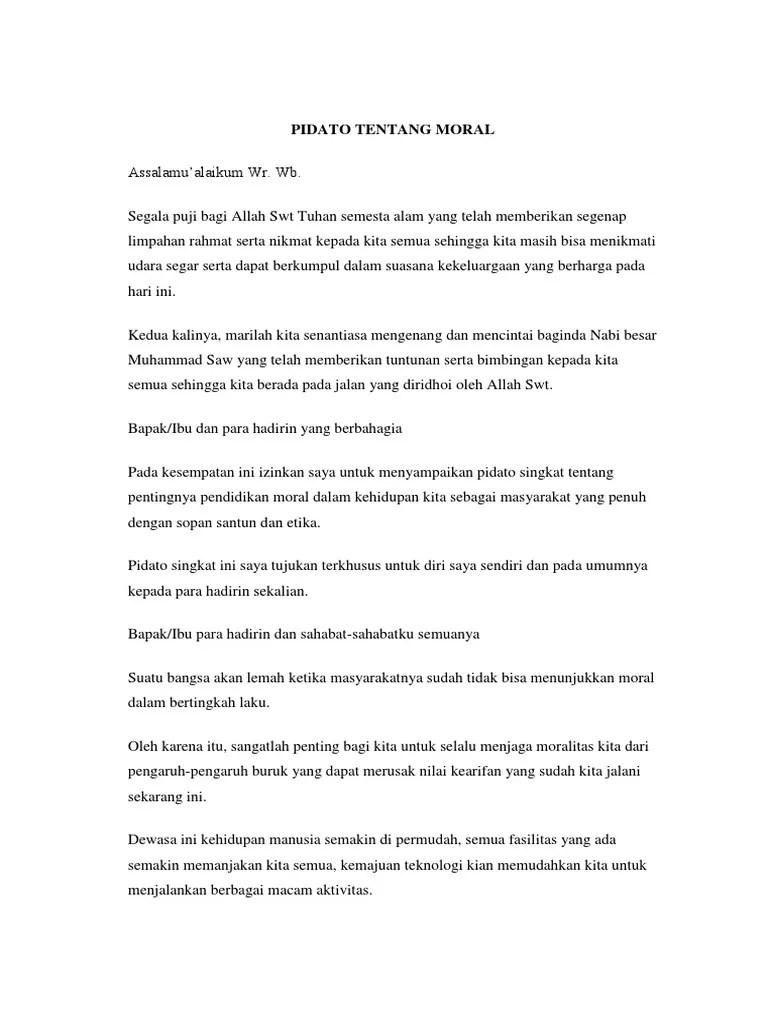 Contoh Pidato Persuasif Tentang Pendidikan Moral