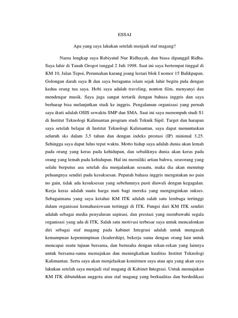 Contoh Essay Untuk Masuk Staff Bem Cute766