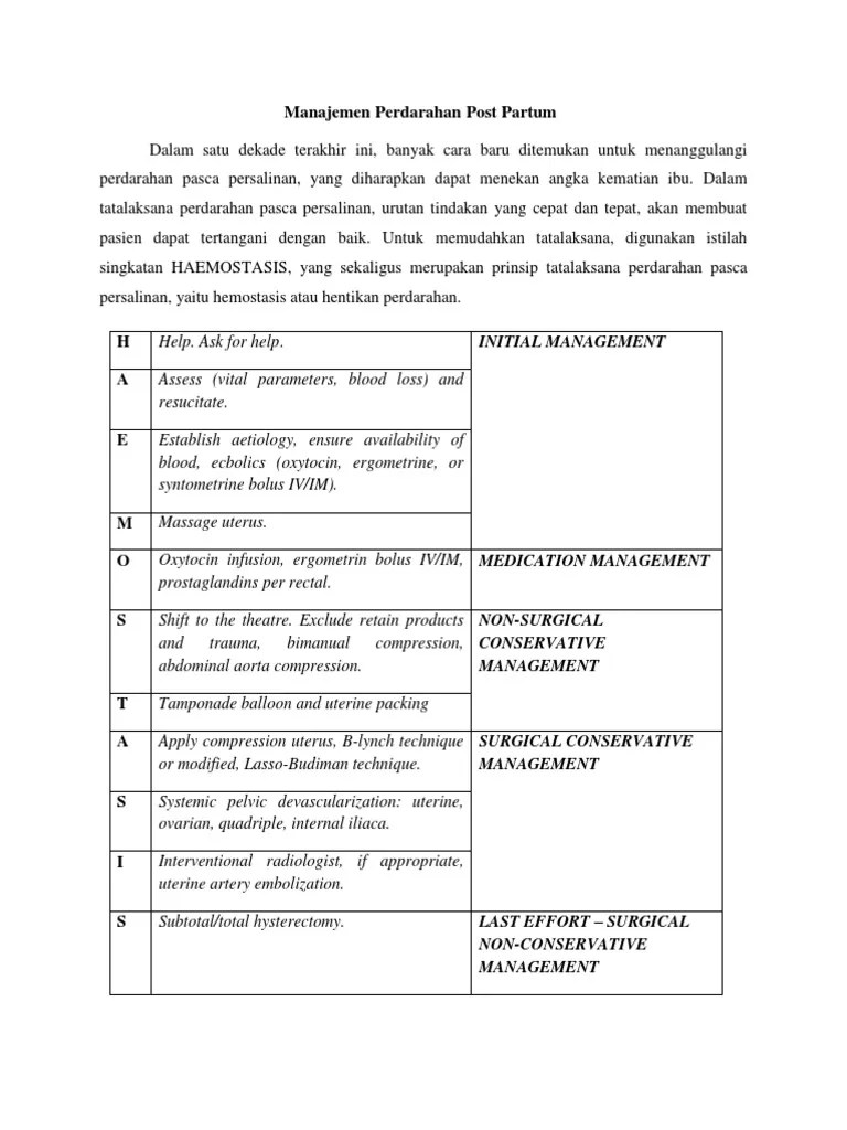 Manajemen Perdarahan Post Partum | PDF