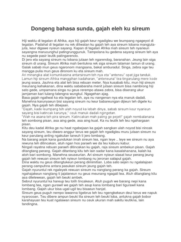 Dongeng tersebut dapat berupa legenda, sage, hingga fabel atau sasatoan. Dongeng Bahasa Sunda Pdf