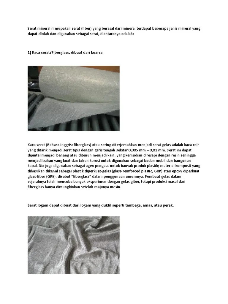 yang bertujuan untuk memenuhi kebutuhan fisik manusia agar dapat mencapai suatu kesejahteraan. Serat Mineral Merupakan Serat Pdf
