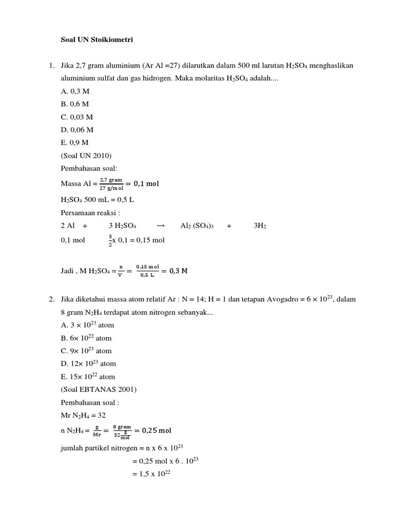 Soal Stoikiometri Dan Pembahasan Pdf UTS Ekonomi SMA Kelas 10.