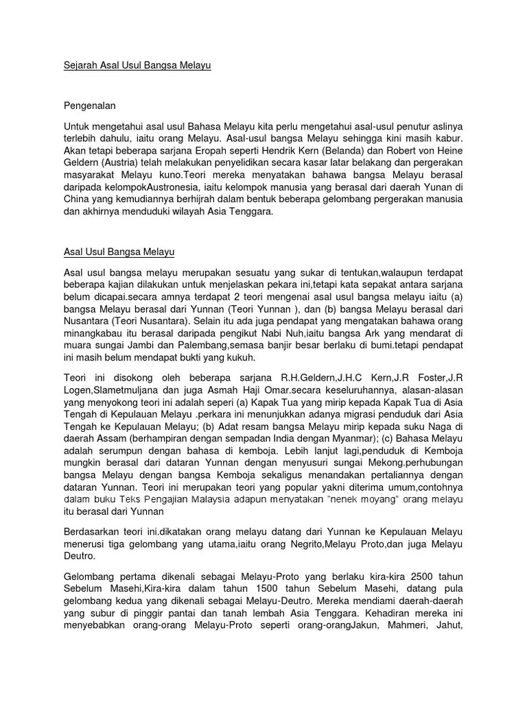 Sejarah Asal Usul Bangsa Melayu | PDF