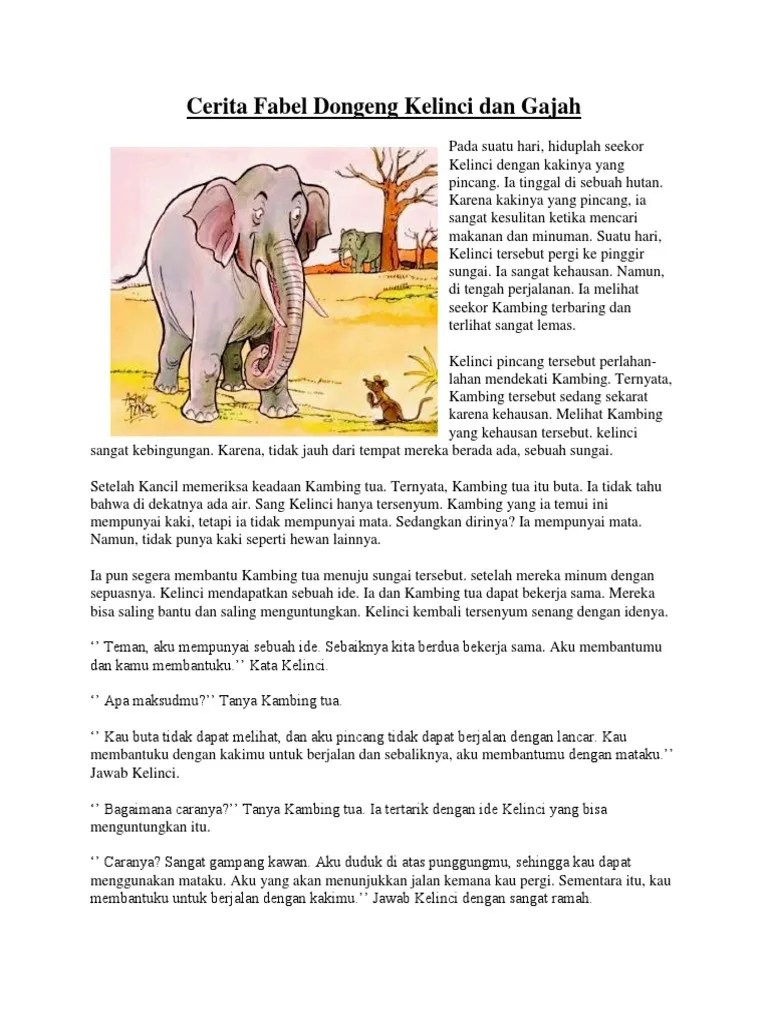 Cerita Fabel Dongeng Kelinci Dan Gajah | PDF