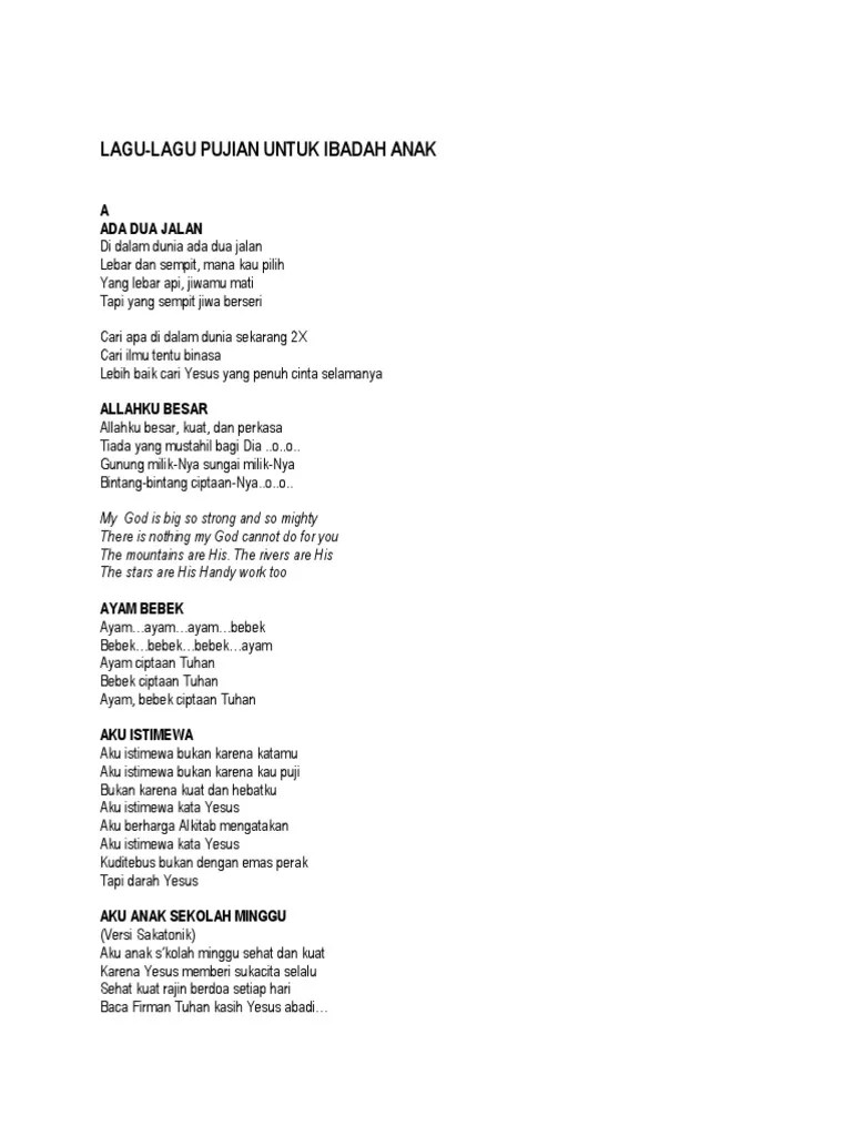 Lagu Pujian Ibadah Anak | PDF