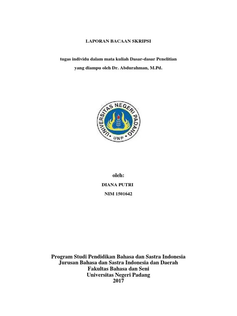Struktur laporan bacaan ini adalah (1) pendahuluan, (2) laporan bagian buku. Laporan Bacaan Skrips1 Pdf