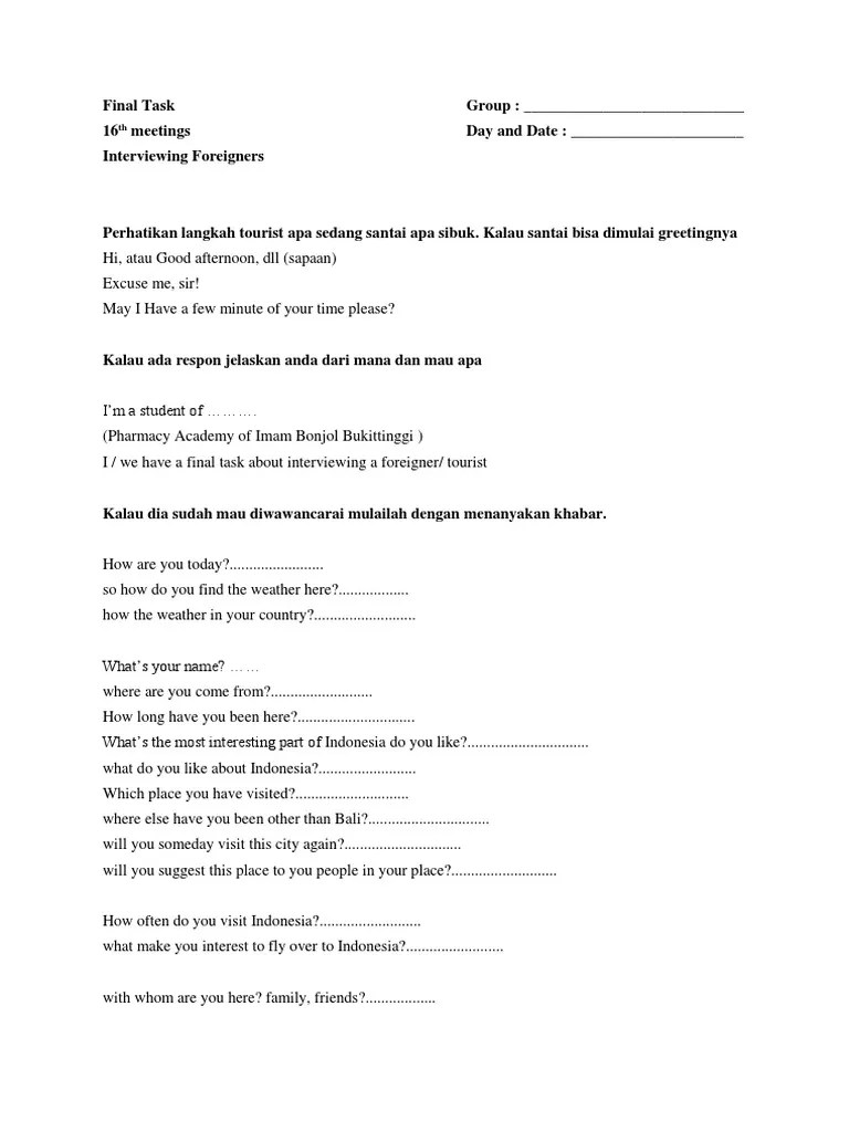 Interview Foreigner | PDF | Languages Of Southeast Asia | Indonesia