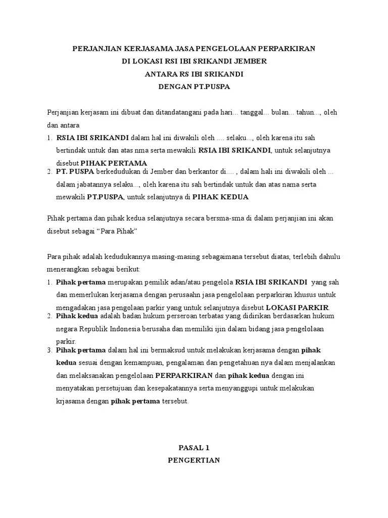 Surat Perjanjian Pengelolaan Parkir 
