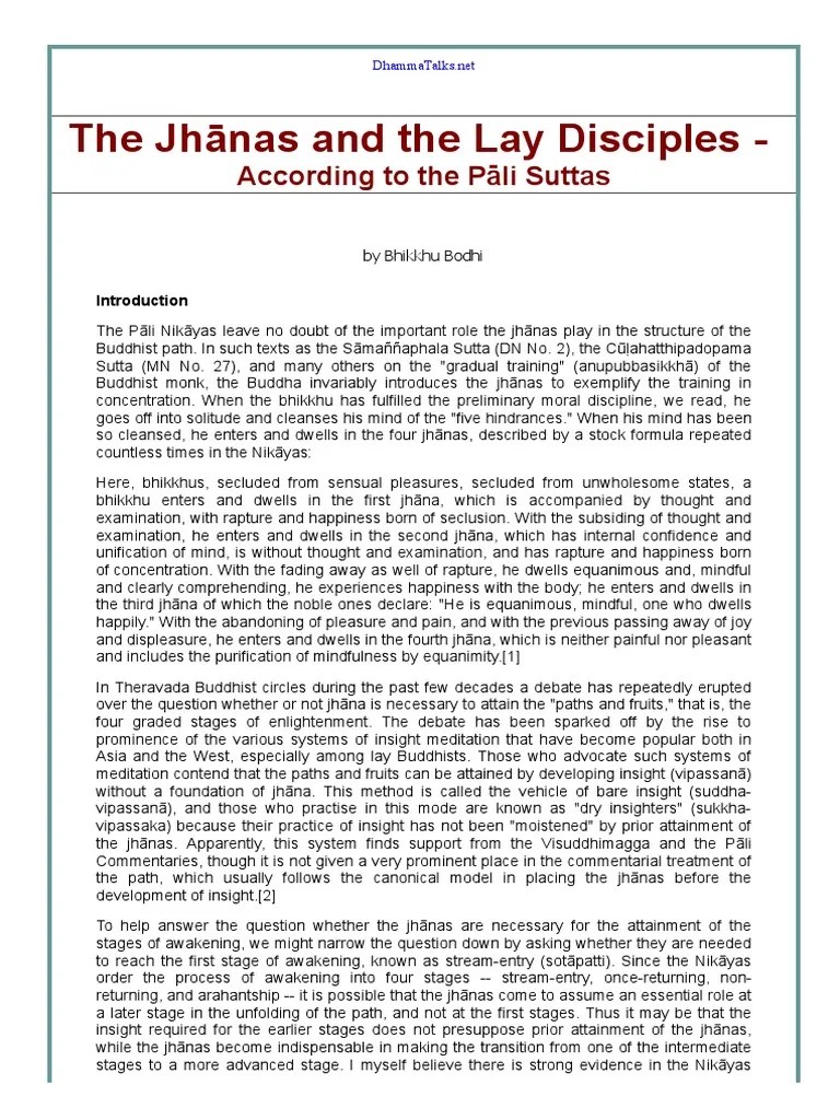 Bhikkhu Bodhi - The Jhānas And The Lay Disciple - According To The Pāli ...