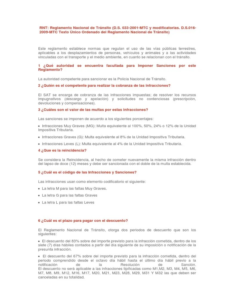 Reglamento De Transito | PDF | Licencia De Conducir | Calle