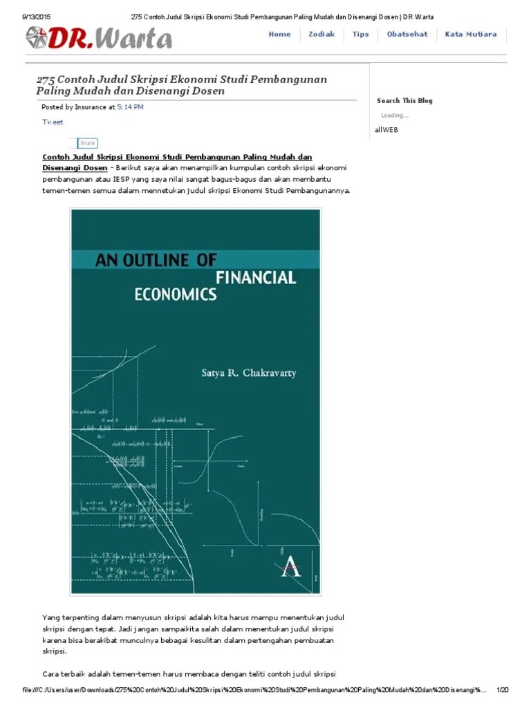 Contoh Skripsi Ekonomi Pembangunan Konsentrasi Keuangan Daerah Pejuang Skripsi Cute766